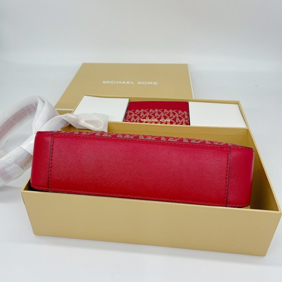Bundle Michael Kors Red Giftable Boxed Xbody Xmas Gift Bag Wallet Set NWT $616 - Picture 4 of 10